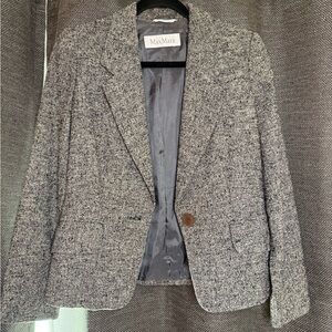 MaxMara Black and White Textured Blazer